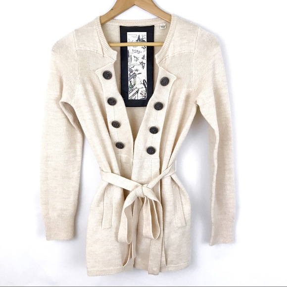 Anthropologie Sweaters - Anthropologie Cream Wool Cardigan Double Breasted